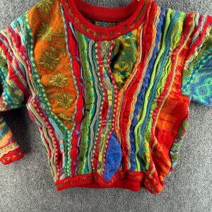 COOGI Australia Pure New Wool Sweater Colorful Red Crew Neck Pullover Medium